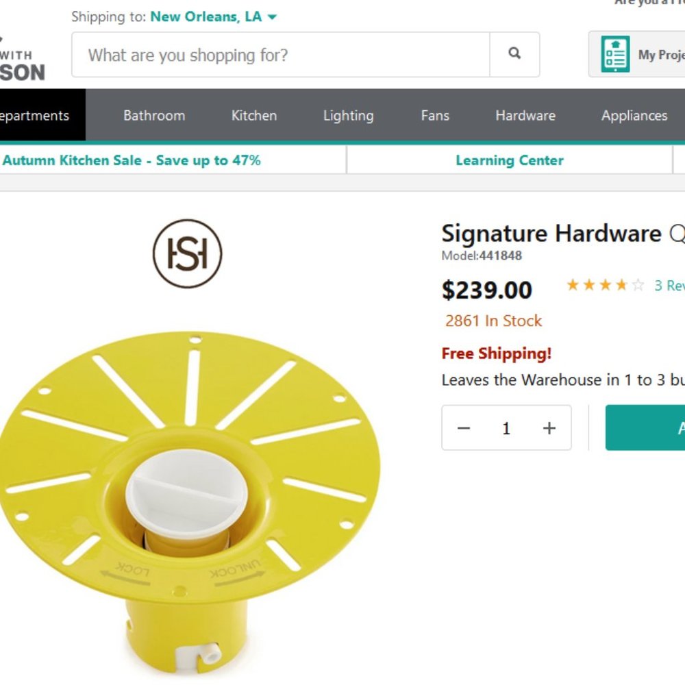 Signature Hardware Quick Connect Drop-In Drain Kit 428473